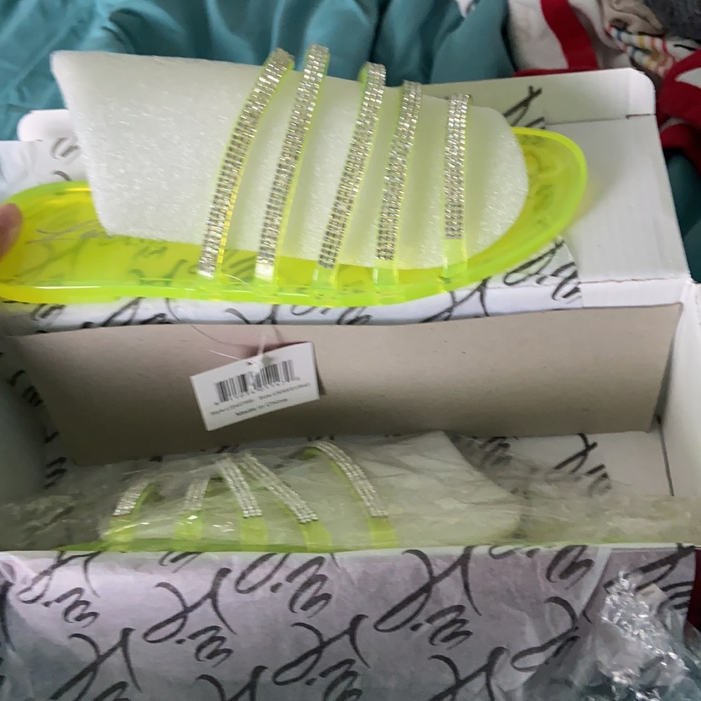 green clear neon Rhinestone Accent Sandal - Picture 5 of 6